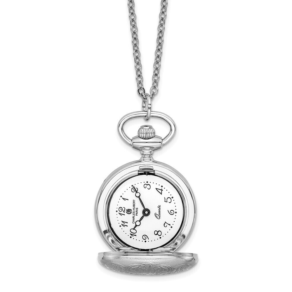 Kazi Luxury Charles Hubert Chrome-finish Floral Design Pendant Watch